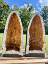 "LIGHT MY FIRE" Huge Citrine Geode Pair 35.00" VERY High Quality CG-87