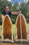 "LIGHT MY FIRE" Huge Citrine Geode Pair 35.00" VERY High Quality CG-87